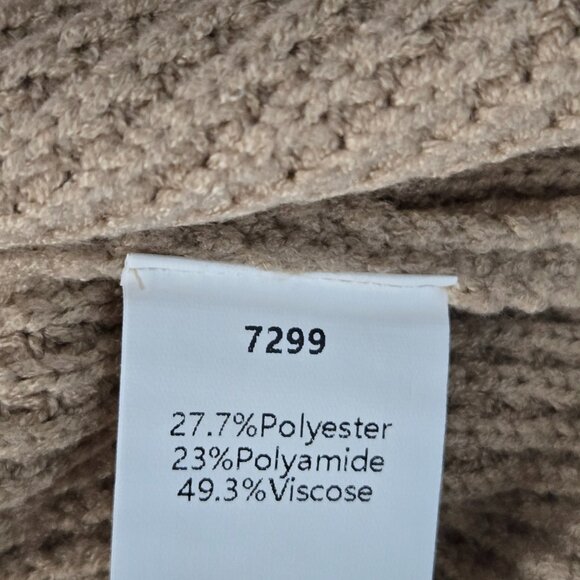 NWT | Tan Camel Waffle Knit Crewneck Sweater Pullover Long Sleeve Side Slit | Me - Picture 5 of 6